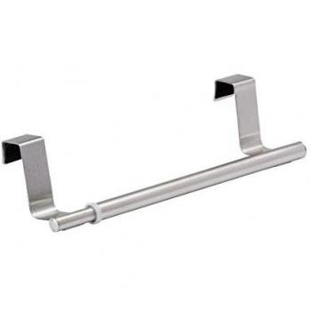 Toallero para puerta extensible de acero inoxidable, ajustable 36-60 cm, con montaje sin taladro, plateado mate