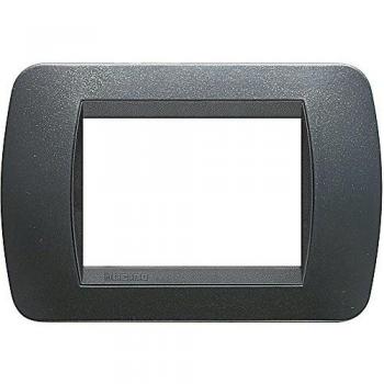 Placa Bticino Living International 3 Módulos Acero Oscuro L4803PA en Tecnopolímero