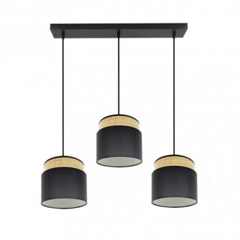 Regleta Kandy 3 luces E27 en acabado natural y negro de 68x19 cm