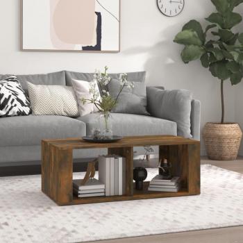 Mesa de centro vidaXL madera contrachapada 100x50x36 cm en colores Blanco, Negro y Roble ahumado, ideal para salón o comedor, diseño auxiliar y funcional
