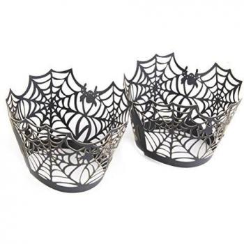 Tinksky Telaraña láser corte Cupcake Wrappers Magdalena trazadores de líneas para fiesta de Halloween Cake 50pcs decoración
