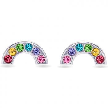 Pendientes Arco Iris de Plata de Ley 925 con Circonita Multicolor y baño de rodio