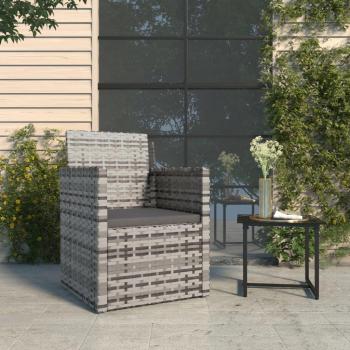 Grey Poly Rattan Garden Armchair with Cushion