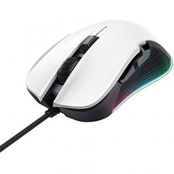 Trust Gaming GXT 922W Ybar Ratón Gaming, 200-7200 dpi, Iluminación LED RGB, 6 Botones Programables, USB, para PC, Ordenador, Portátil - Blanco