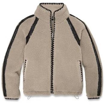 UGG® Women's Nikia Crochet UGGfluff Jacket - Fleece/Recycled Materials, Size L, Putty