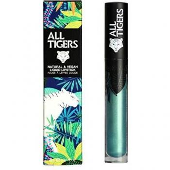 Lápiz Labial Líquido Vegano Natural All Tigers - 989 Verde Metalizado - 8 ml - Larga Duración, Mate, Ingredientes Bio