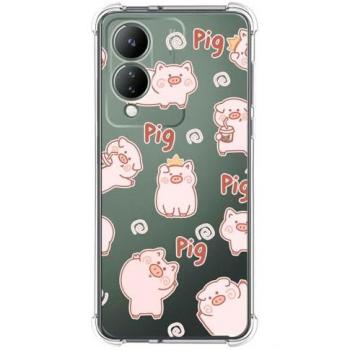 Funda Silicona Antigolpes para Vivo Y17s con Diseño de Cerdos Dibujos