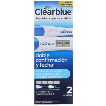 Clearblue Test de Embarazo Doble Confirmación y Fecha con Indicador de Semanas - Pack 2 Unidades