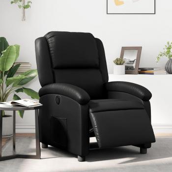 Sillón reclinable eléctrico de cuero sintético en colores Negro, Crema y Gris - Sillón cómodo para dormitorio, silla relax y sofá