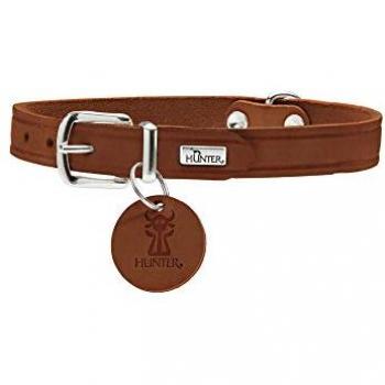 Collar Hunter Aalborg de cuero bovino color cognac, tamaño XS-S (28-33 cm)