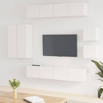 Set de muebles para TV 8 piezas madera contrachapada glossy white 30.5 x 30 x 90 cm
