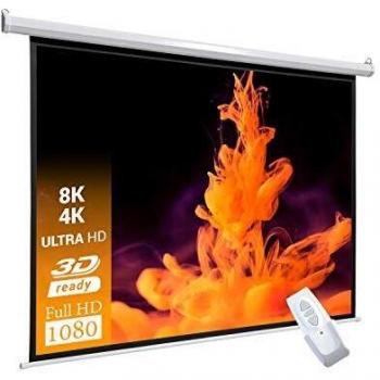 Pantalla de Proyección Eléctrica Celexon Basic 240x240cm, Formato 1:1, Gain 1.5, Ideal para Heimkino y Presentaciones, Montaje en Techo o Pared, Incl