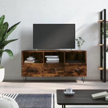 Mueble TV de madera multicapa en roble ahumado 102x36x50 cm