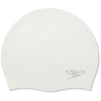 Gorro de natación Speedo de silicona moldeada lisa color blanco puro