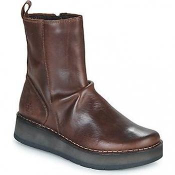 Fly London Reno Rug Leather Women's Zip Up Ankle Boots - Dark Brown