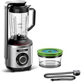 Bosch Hogar Bosch MMBV622M VitaMaxx - Batidora de vaso al vacío, con potencia de conexión 1000W, color plata, incluye Jarra de plástico tritán 1,5L y recipiente de vacío 0,75L