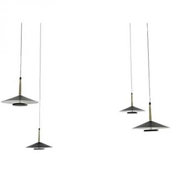 Lámpara Colgante LED Orion 4 Luces 32W Negro/Cuero 3000K