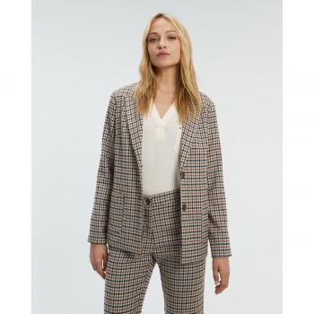 Paz Torras - Blazer de mujer de cuadros y con bolsillos de parche, sin forro