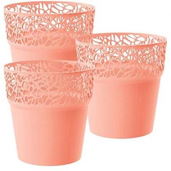 3x Maceta de plástico WELLHOME Tree melocotón 12x12x12,2 cm