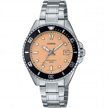 Casio Men's Salmon Dial Stainless Steel Quartz Analog Watch MDV-10D-4A2V