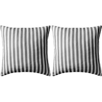 vidaXL 2X Cojines para Exterior a Rayas 45x45 cm Gris Decoración Jardin Hogar
