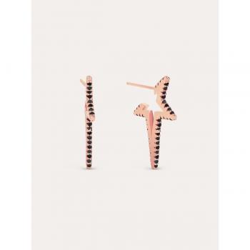 Pendientes Singularu Star Punk Black - Elegantes Pendientes de Plata de Ley 925 bañados en Oro Rosa con Circonitas - Joyas para Mujer