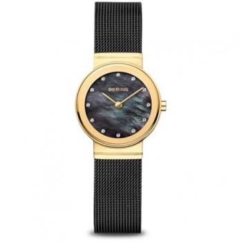 Reloj de mujer Bering Classic automático de acero negro con milanaise negra 10126-132