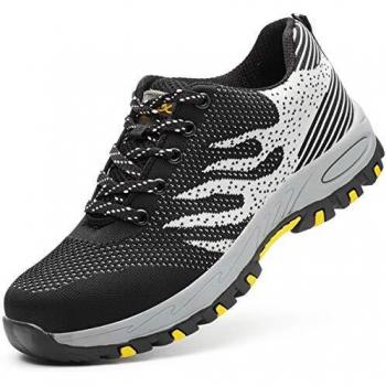 Zapatos de Seguridad para Hombre Zapatillas Zapatos de Mujer Seguridad de Acero Ligeras Calzado de Trabajo para Comodas Unisex Zapatos de Industria y Construcción Gris 35