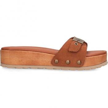 Sandalia De Piel Con Plataforma Para Mujer. Purapiel Brendy 80635 Marrón