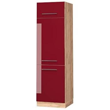 Armario empotrado para frigorífico Fame-Line, Rojo Burdeos alto brillo, 60 cm, Vicco