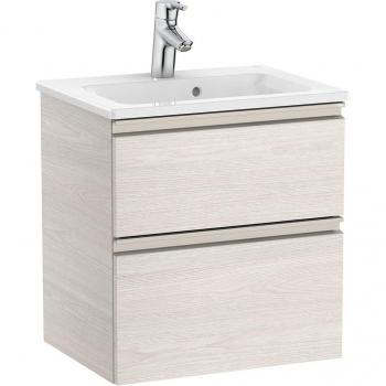 Mueble de baño compacto Roca The Gap con 2 cajones y lavabo, color Fresno nórdico, medidas: 505 x 380 x 537 mm