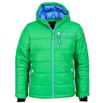 Trollkids Chaqueta de Esquí para Niños Chaqueta de Invierno Hemsedal, Color Ferngreen/Midblue Talla 4 años