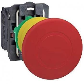 XB5AS8445 - Emergency Stop Push Button Switch, IP66, Schneider Electric Harmony, Plastic, 40mm Mushroom, Trigger Latching Turn to Release, 1NO + 1NC contacts, 22mm Mounting Size, Red