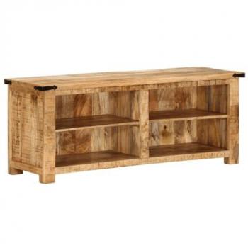 Mueble de TV madera maciza de mango rugosa 110x35x40 cm Marrón