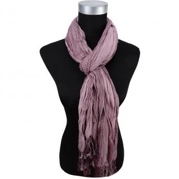 arrugado bufanda burdeos rojo-violeta rosa rayas con refriega - tamaño 190 x 60 cm