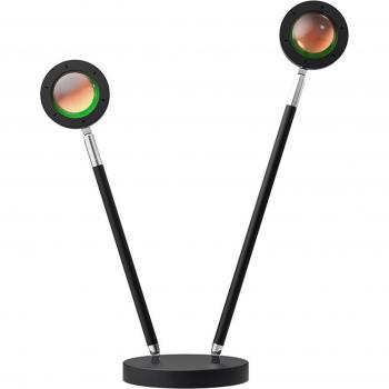 Lámpara de mesa LED Lindby Edonita moderna en negro, hecha de metal, con efecto de luz, para salón y comedor (2 llamas)