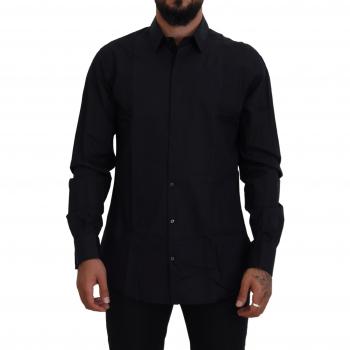 Dolce & Gabbana Black Gold Cotton Slim Fit Dress Shirt