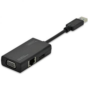 Digitus USB 3.0 3 IN 1 COMBO ADAPTER USB 3.0 VGA/LAN Negro - Adaptador para cable