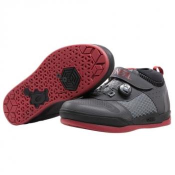 Zapatillas de Bicicleta de Montaña O'Neal Session SPD V.22, Veganas, Compatibles con Placa de Pedal SPD, Sistema de Atado Rápido, Transpirables, Color Negro Gris Rojo