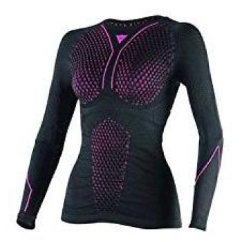 Dainese-D-CORE THERMO TEE LS LADY, Negro/Fuchsia, Talla XS/S