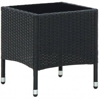 vidaXL Garden Table - Black, 40x40x45 cm, Poly Rattan