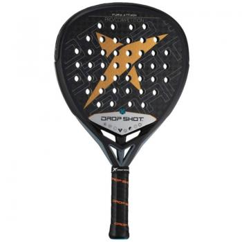 Pala de Pádel Drop Shot Furia Attack - DP304012, características: diseño aerodinámico, núcleo de goma EVA, superficie de fibra de vidrio, forma híbrida, balance medio, nivel avanzado