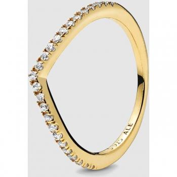Anillo Clásico Resplandeciente de Pandora con Recubrimiento en Oro de 14K y Zirconia Cúbica