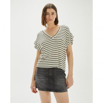 Camiseta De Mujer Rayas Doble Manga System Action CT421_Negro