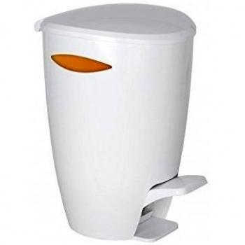 Wenko Cubo de basura blanco - 5 Litros - Cubo Interior: Naranja -  - Cubo de basura - Cubo de basura - Cubo - Papelera - Cubo de basura - Cubo de basura