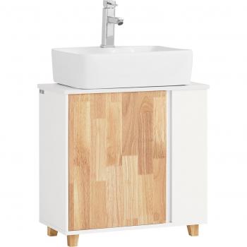 Mueble para Debajo del Lavabo Armario de Baño de Suelo SoBuy BZR75-W con 2 Estantes y 1 Puerta, dimensiones 60 x 30 x 60 cm, material MDF blanco