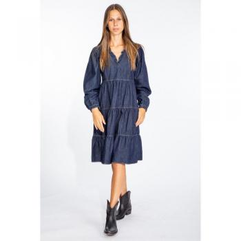 Elegant Dark Blue Denim Flare Dress - IT42|M