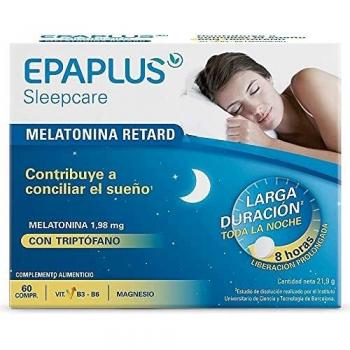 Epaplus Melatonina Forte, Retard y Triptófano Larga Duración - 60 Cápsulas