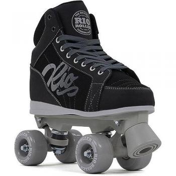 Patines Cuádruples Rio Roller Lumina S Negro-Gris, características: diseño unisex para niños y jóvenes, color negro y gris con detalles multicolores, talla 34