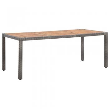 Mesa de jardín gris 190x90x75cm de Acacia maciza y polyrattan